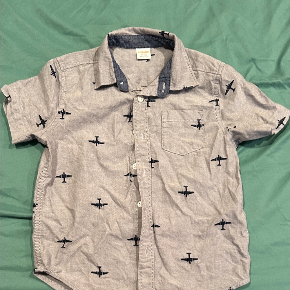 Gymboree Gray Airplane Print Kids Button Down Shirt